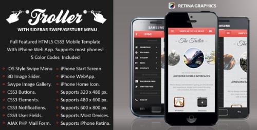 Troller Mobile Retina | HTML5 & CSS3 And iWebApp