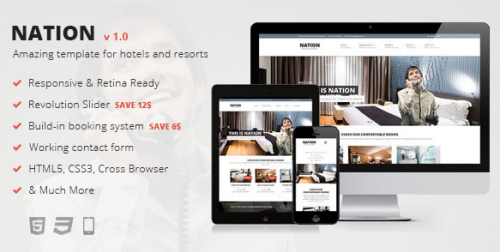 Nation Hotel - Responsive HTML Template