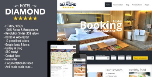 Hotel Diamond - Responsive Hotel Online Booking