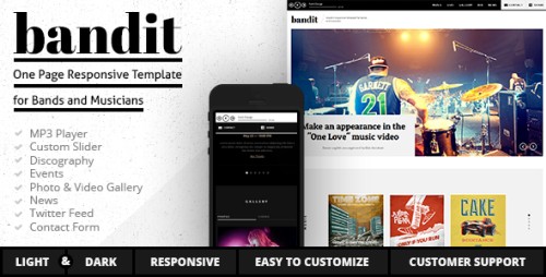 Bandit - One Page Template for Bands and Musicians