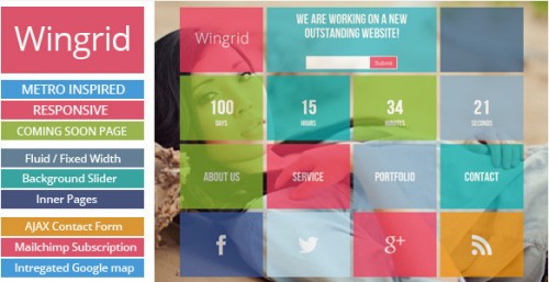 Wingrid-Metro Inspired Responsive Coming Soon Page