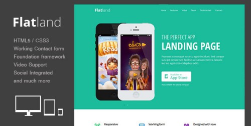 Flatland - Responsive HTML5 App landing page