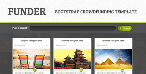 FUNDER - Bootstrap Crowdfunding Site (Single Page)