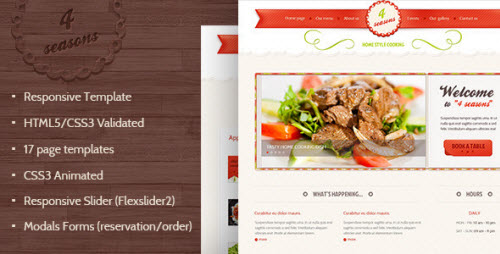 4 Seasons - Restaurant & Cafe HTML5/CSS3 Template