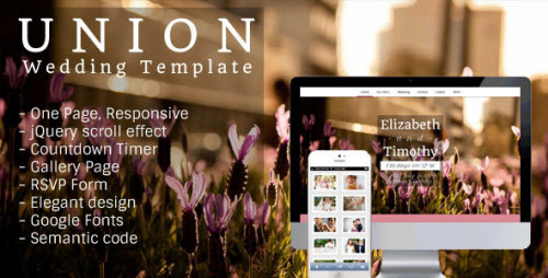 Union - One Page, Responsive Wedding Template