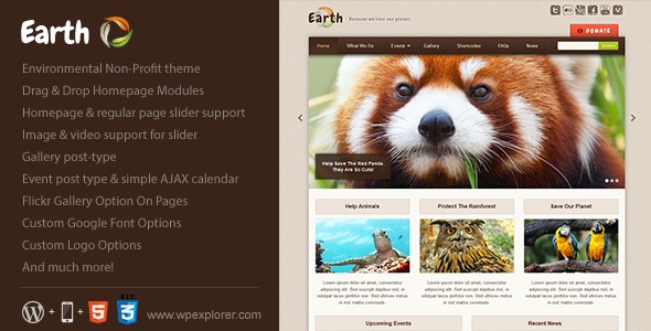 Earth - Eco/Environmental NonProfit WordPress Theme v1.7