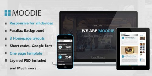 Moodie - Parallax One Page HTML Template
