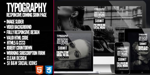 TYPOGRAPHY - Responsive Coming Soon Template