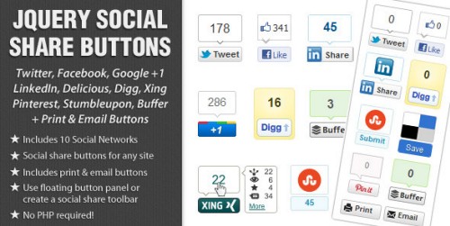 jQuery Social Share Buttons Plugin v2.2