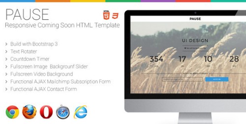 Pause - Responsive Coming Soon HTML Template