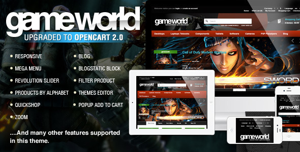 OpenCart Game Theme - GameWorld
