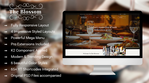 Blossom - Joomla Template For Restaurant/Food stores
