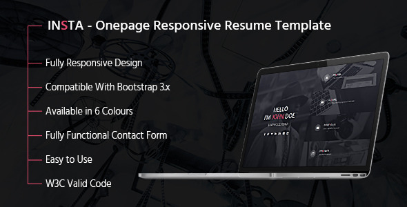 INSTA - One Page Responsive Resume Template