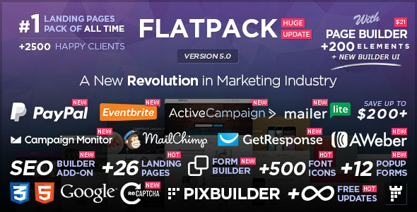 FLATPACK v5.0 – Landing Pages Pack With Page Builder