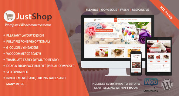 Justshop v8.4 - Cake Bakery Restaurant WordPress Theme