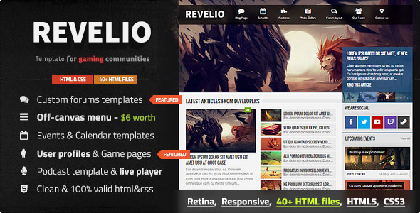 Revelio - The Gaming Template HTML