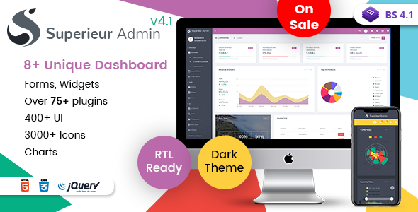 Superieur Admin v4.1 - Responsive Bootstrap 4 Admin Template Dashboard Web App