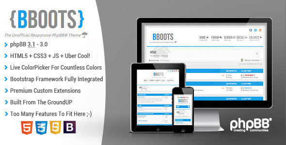 BBOOTS - HTML5/CSS3 Fully Responsive phpBB3.1 Theme