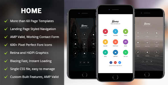 AMP Home Mobile - Mobile Google AMP Template