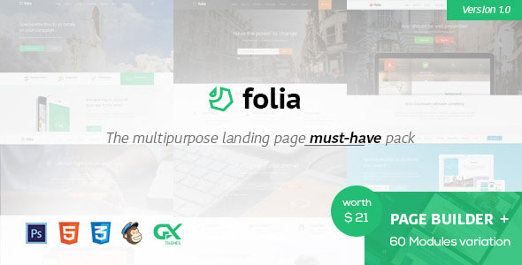 Folia - Landing Pages Pack With Page Builder