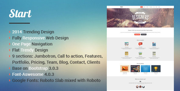 Start – Themeforest Responsive One Page Template