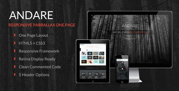 Andare - Themeforest Parallax One Page Theme