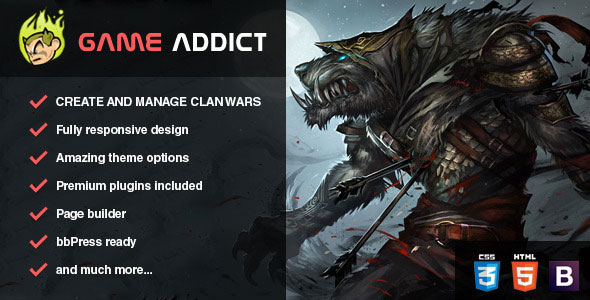 Game Addict - Themeforest Clan War Gaming Theme