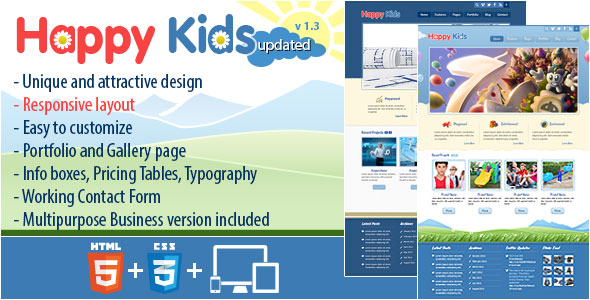 Happy Kids - Themeforest Multipurpose HTML Template