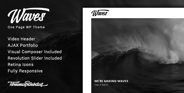 Waves v1.0.1 - Fullscreen Video One-Page WordPress Theme