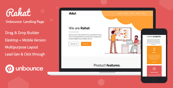 Rahat - Minimal Unbounce Landing Page Template