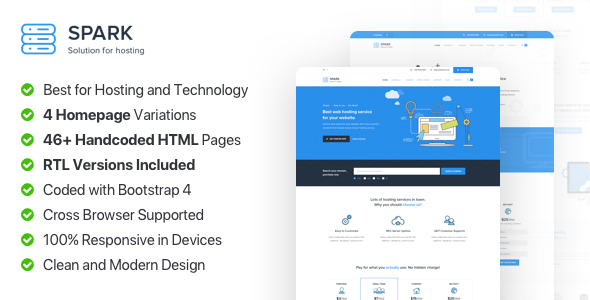 Spark Host - Responsive Hosting, Domain and Technology Template
