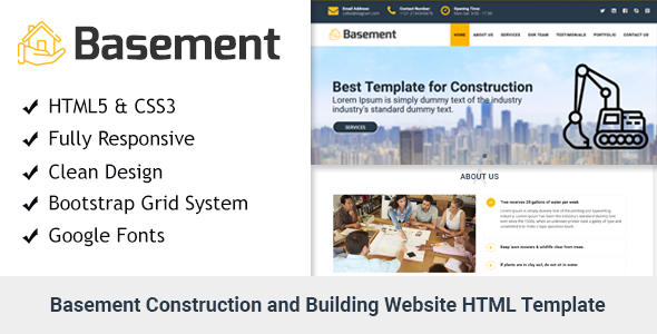 Basement - Construction and Building One Page HTML Template
