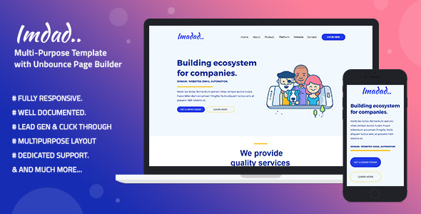 Imadad - Multi-Purpose Template with Unbounce Page Builder