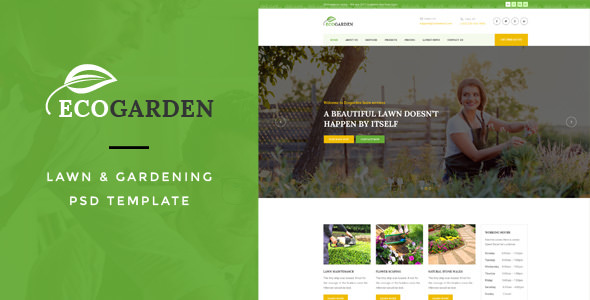 Eco Garden - Lawn & Gardening PSD Template