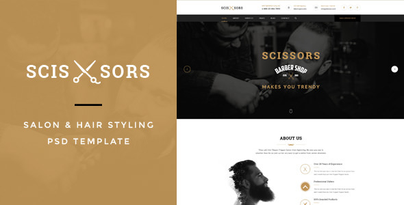 Scissors v1.0 - Salon & Hair Styling PSD Template