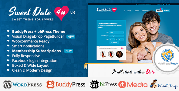 Sweet Date v3.2.5 - More than a Wordpress Dating Theme