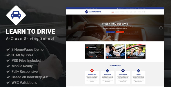 LearnToDrive - Driving School & Lessons HTML5 Template