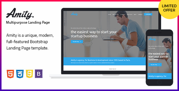 Amity - HTML5 Bootstrap Landing Page Templates