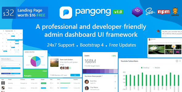 Pangong v1.1 - Developer-friendly Bootstrap 4 Admin Dashboard + UI Kit