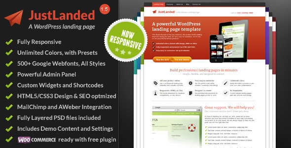 JustLanded v1.7.0 - WordPress Landing Page