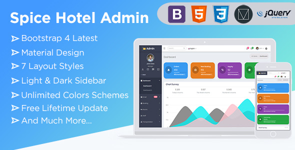 Spice Hotel - Bootstrap 4 Admin Dashboard Template With Material Components + UI Kit