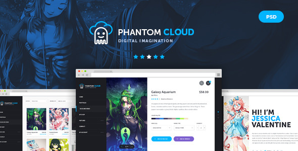 Phantom Cloud - Digital Artist Merchandising Shop PSD Template