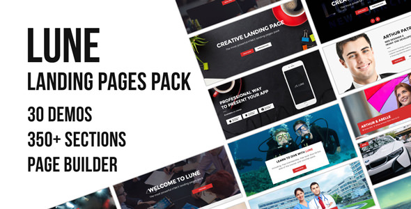 LUNE - HTML5 Landing Pages Pack with Page Builder