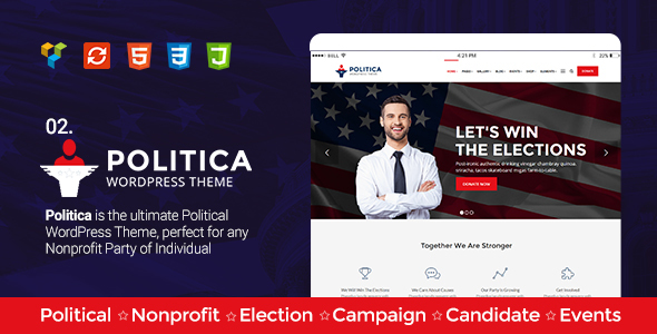 Politica v1.6 - A Modern Political Party & Candidate Theme