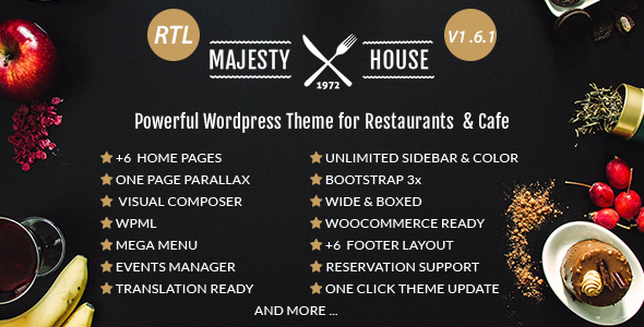 Majesty v1.6.1 - Restaurant WooCommerce WordPress Theme