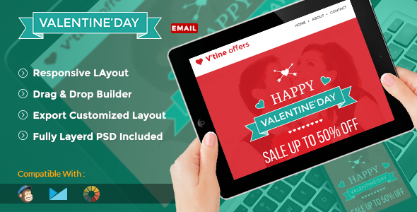 Valentine v1.0 - Shopping Promotion Email Template + Online Builder Access