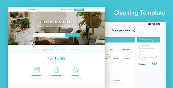 Cleaning Landing Page Template — Cleanly (with Booking Page)