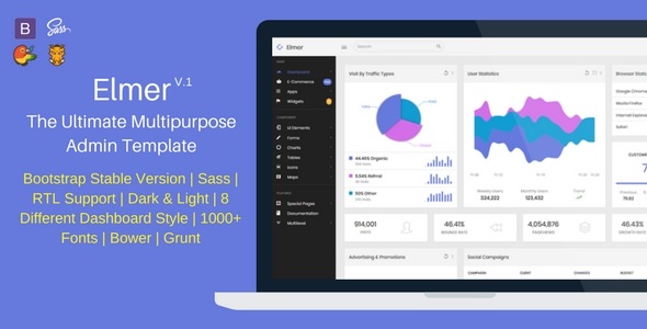 Elmer - Multipurpose Bootstrap Admin Dashboard Template + UI Kit