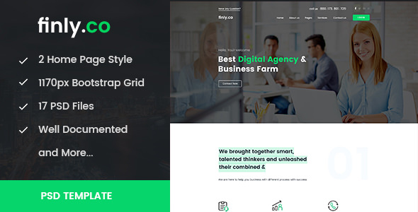 finly.co - Business & Digital Agency PSD Template