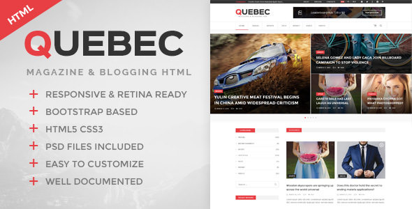Quebec - News, Magazine & Blogging HTML Template